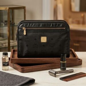 MCM Men’s Visetos Black Toiletry Bag